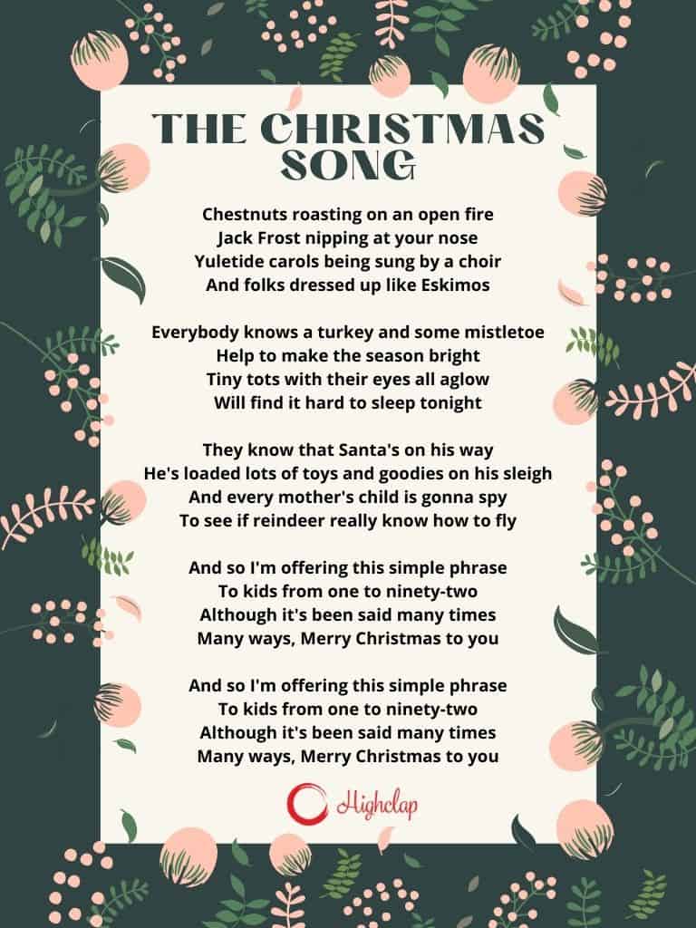 The Christmas Song Merry Christmas To You Lyrics Nat King Cole