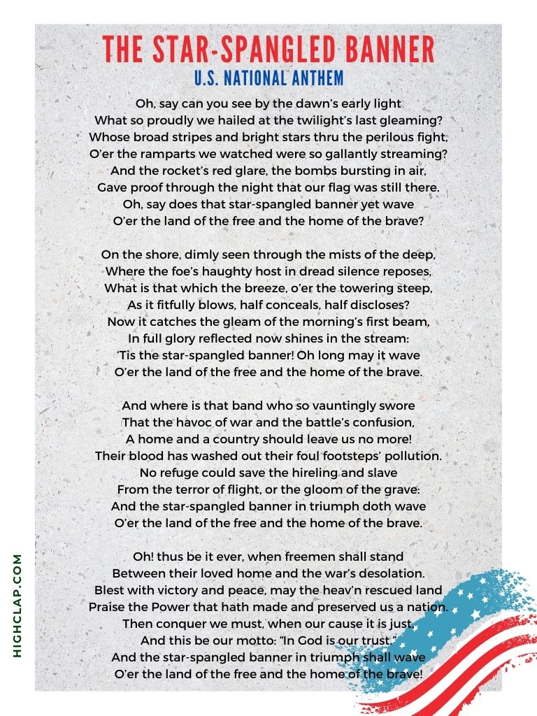 US National Anthem Lyrics 