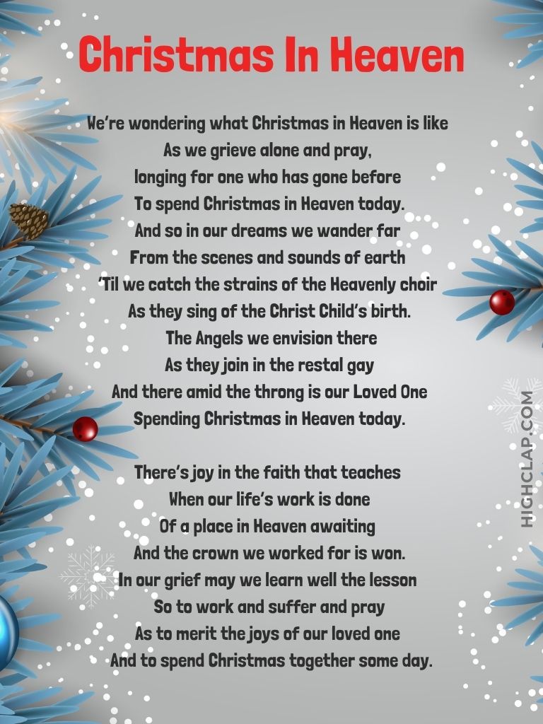 40+ Heart Touching Christmas in Heaven Quotes And Poems