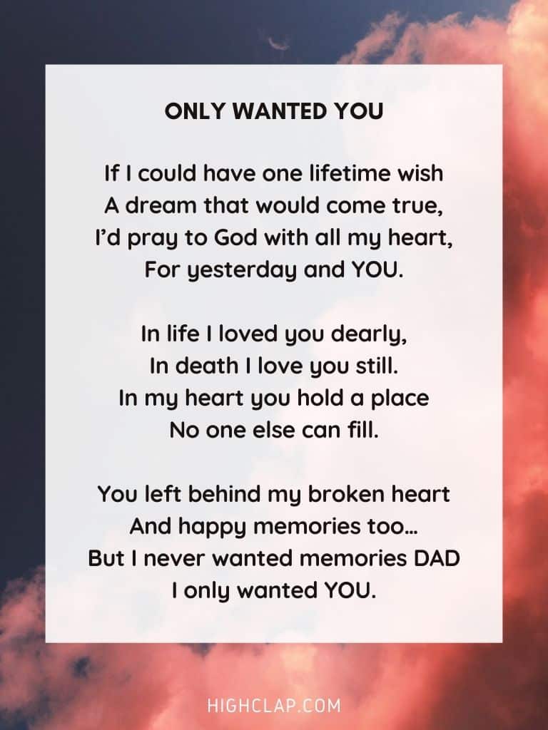 Only wanted YOU - Father's Day Poem
